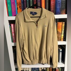 Vineyard Vines Men's Light Yellow Zip-Up Sweater